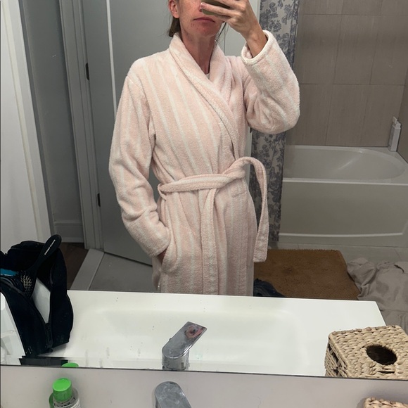 Brooklinen Other - Brooklinen Super Plush Pink & White Striped Women's Robe